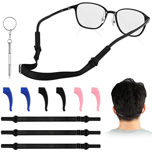 KINBOM Brillenbänder Verstellbare Brille Retainer Brille Rutschfeste Sportbrille Band Sonnenbrillengurt Kein Schwanzglas Gurt Brille Halter Brille Haken für Männer und Frauen von KINBOM