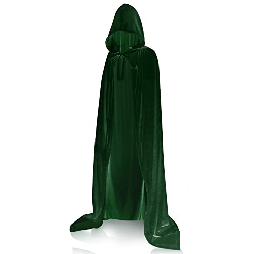 KINBOM Halloween Kapuzenmantel, Samtmantel Vampir Hexenkostüm Langer Umhang für Erwachsene Männer und Frauen Weihnachten Halloween Cosplay (Dunkelgrün) von KINBOM