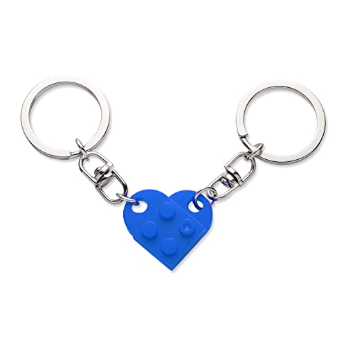 KINBOM Schlüsselanhänger Herz Set, 2 Stück Schlüsselanhänger Herz für Zwei Heart Keychain Paar Schlüsselanhänger Valentinstagsgeschenk für Freundin Freund (Blau) von KINBOM