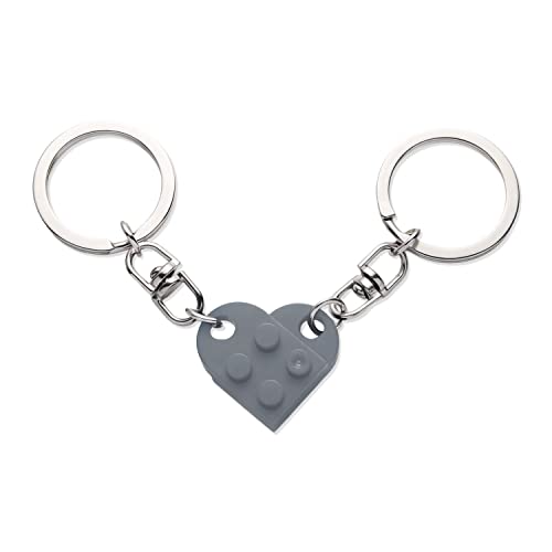 KINBOM Schlüsselanhänger Herz Set, 2 Stück Schlüsselanhänger Herz für Zwei Heart Keychain Paar Schlüsselanhänger Valentinstagsgeschenk für Freundin Freund (Dunkelgrau) von KINBOM