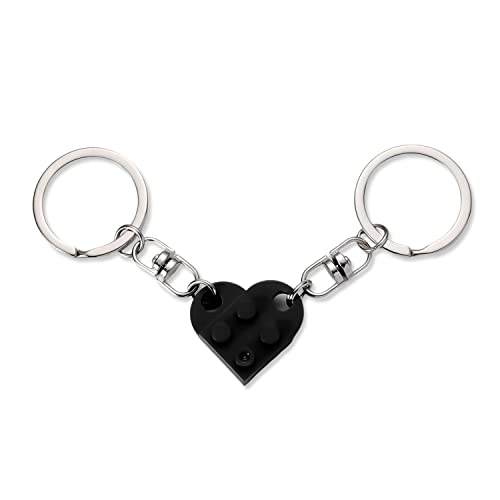 KINBOM Schlüsselanhänger Herz Set, 2 Stück Schlüsselanhänger Herz für Zwei Heart Keychain Paar Schlüsselanhänger Valentinstagsgeschenk für Freundin Freund (Schwarz) von KINBOM