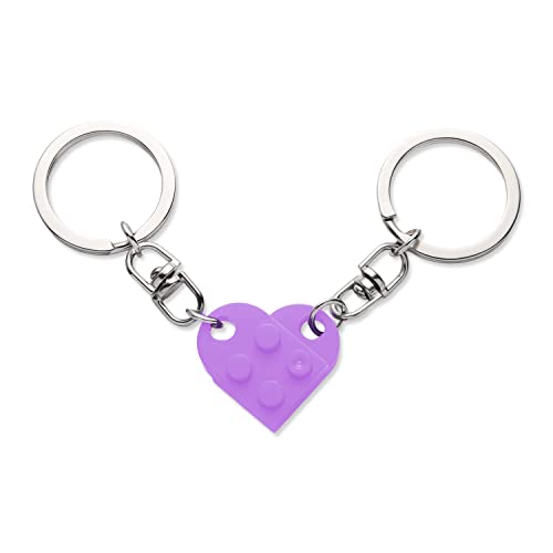 KINBOM Schlüsselanhänger Herz Set, 2 Stück Schlüsselanhänger Herz für Zwei Heart Keychain Paar Schlüsselanhänger Valentinstagsgeschenk für Freundin Freund (hellviolett) von KINBOM