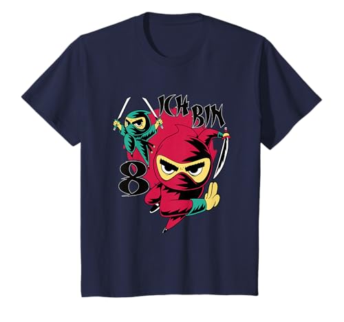 Kinder Achtjähriger 8. Geburtstag Ich bin 8 Ninja T-Shirt von KINDERGEBURTSTAG DECKO KLEIDUNG NINJA 8 JAHRE