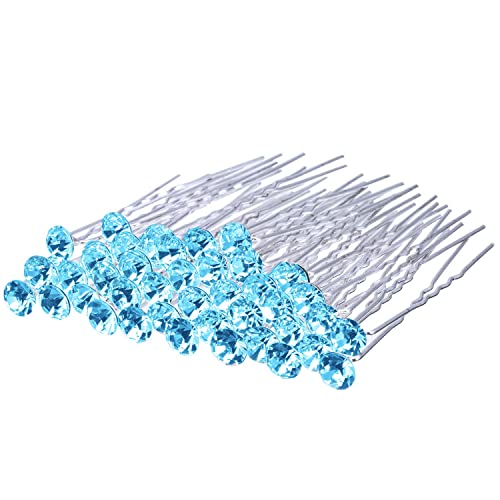 KINDOYO Strass Haarspangen - Braut Hochzeit Haarknoten Pins U-förmige Haarnadeln Haarstyling Clip für Frauen Mädchen Bräute - Blau (30PCS) von KINDOYO