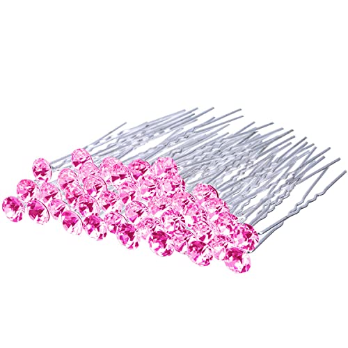 KINDOYO Strass Haarspangen - Braut Hochzeit Haarknoten Pins U-förmige Haarnadeln Haarstyling Clip für Frauen Mädchen Bräute - Rosa (30PCS) von KINDOYO