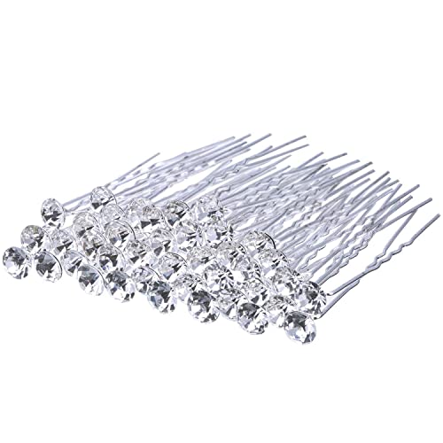 KINDOYO Strass Haarspangen - Braut Hochzeit Haarknoten Pins U-förmige Haarnadeln Haarstyling Clip für Frauen Mädchen Bräute - Weiß (30PCS) von KINDOYO