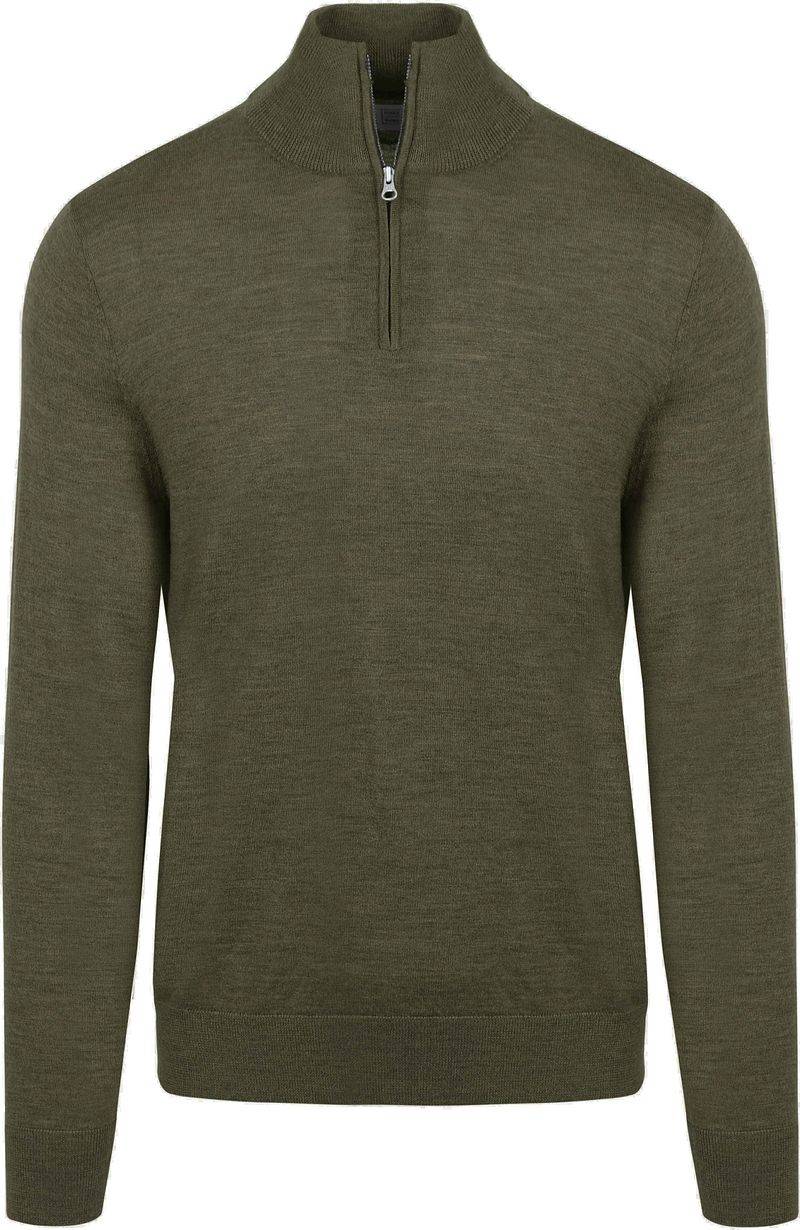 King Essentials The Michael Half Zip Pull Army Merino Grün - Größe S von KING Essentials