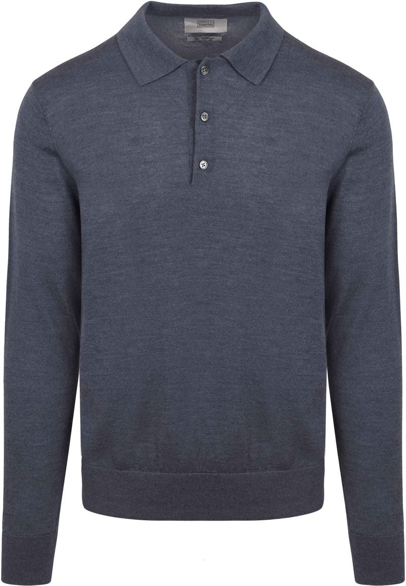 King Essentials The Robert Long Sleeve Poloshirt Merino Anthrazit - Größe L von KING Essentials