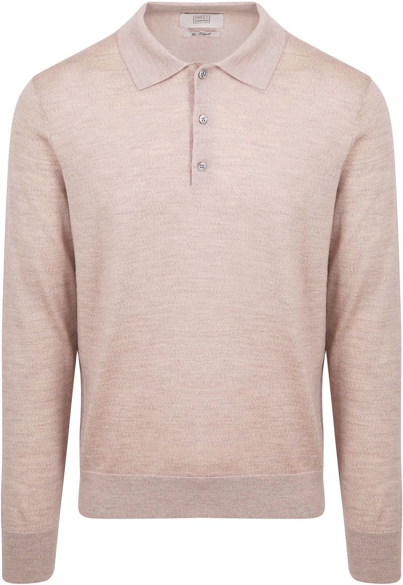 King Essentials The Robert Long Sleeve Poloshirt Merino Beige - Größe L von KING Essentials