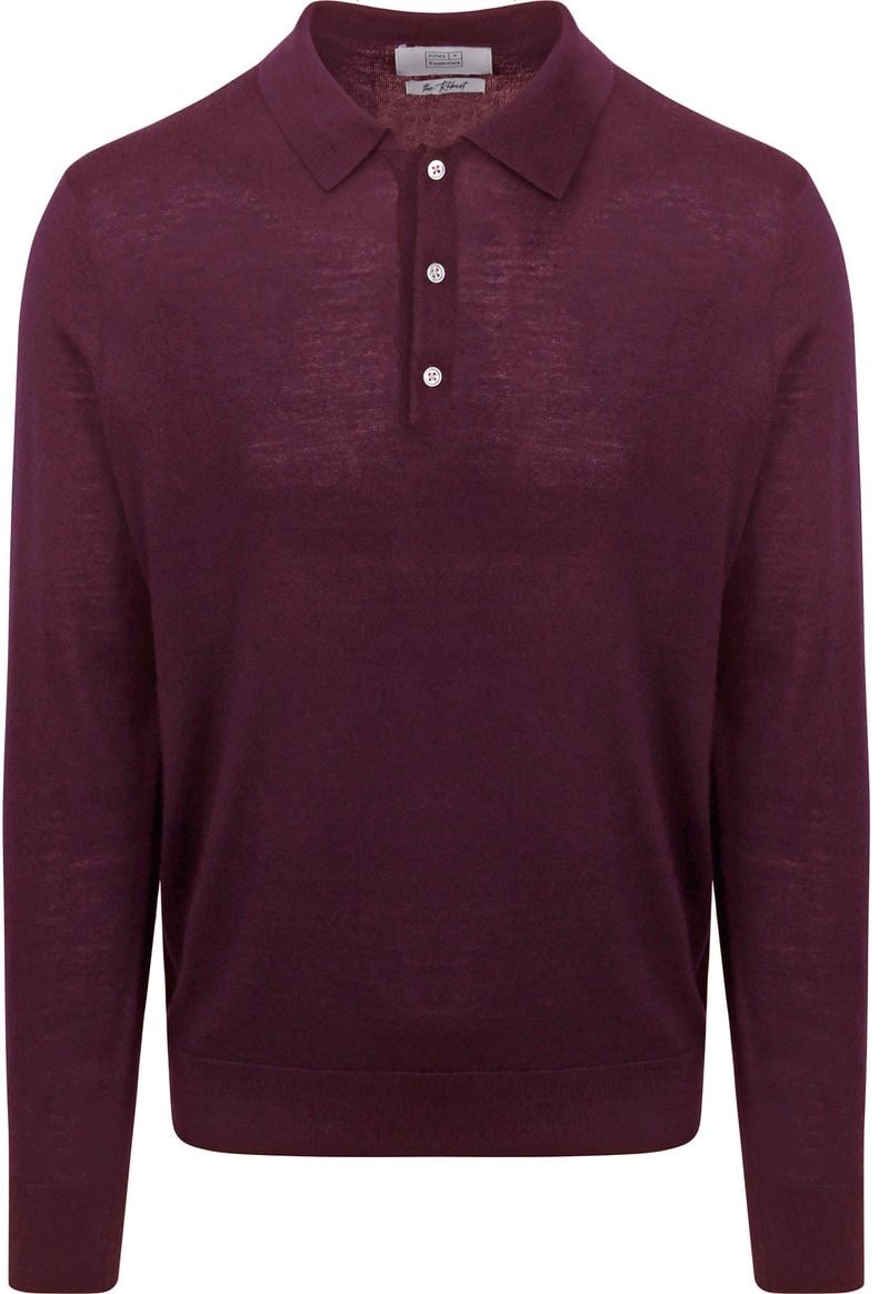 King Essentials The Robert Long Sleeve Poloshirt Merino Burgundy - Größe S von KING Essentials