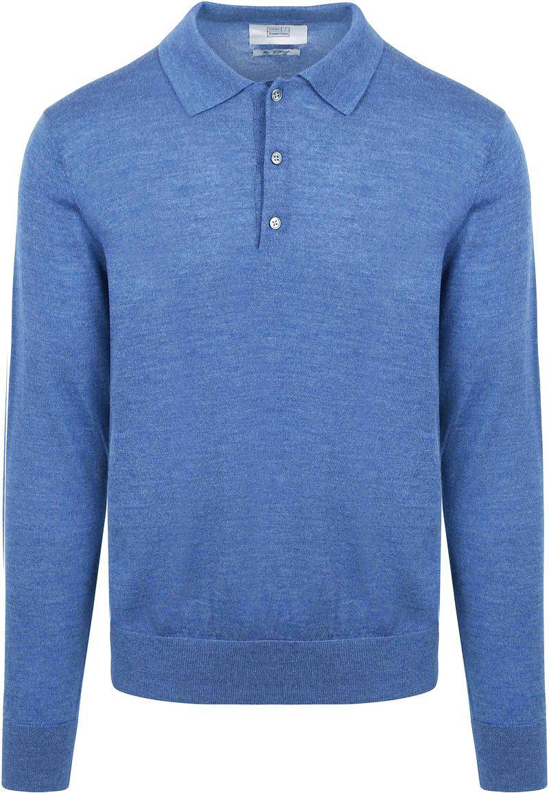 King Essentials The Robert Long Sleeve Poloshirt Merino Mid Blau - Größe L von KING Essentials
