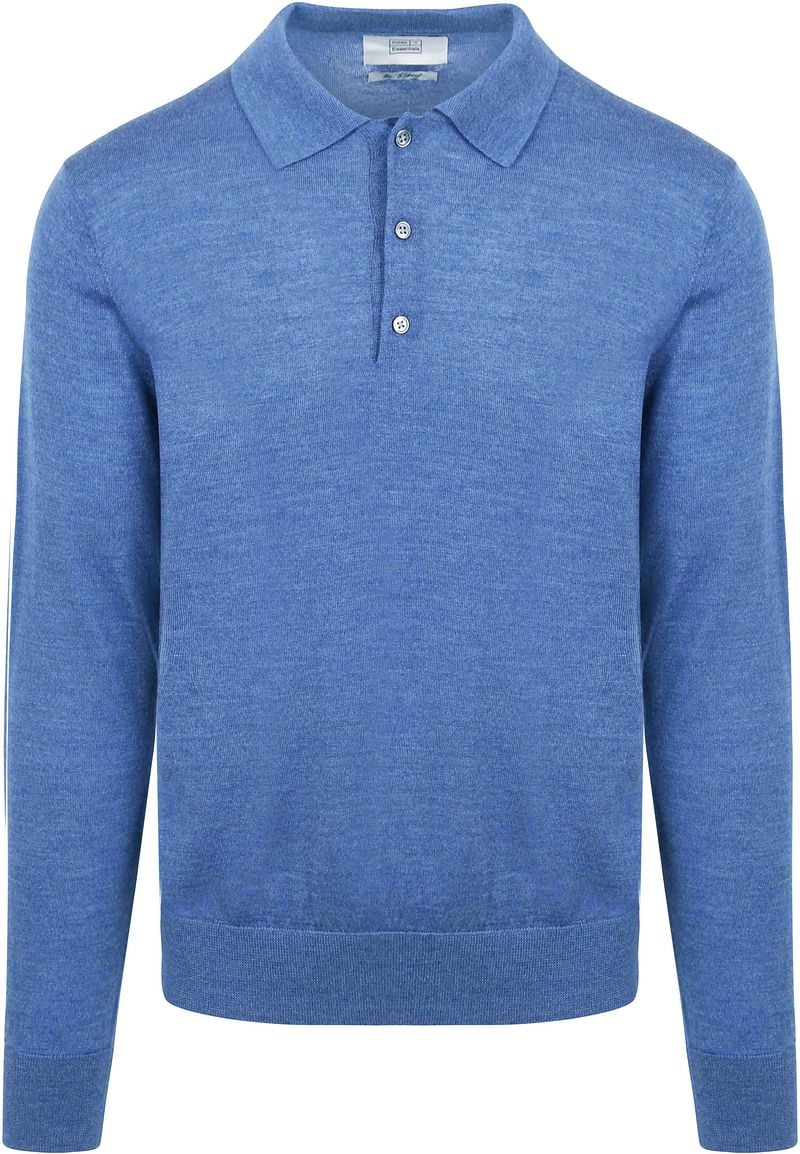 King Essentials The Robert Long Sleeve Poloshirt Merino Mid Blau - Größe S von KING Essentials