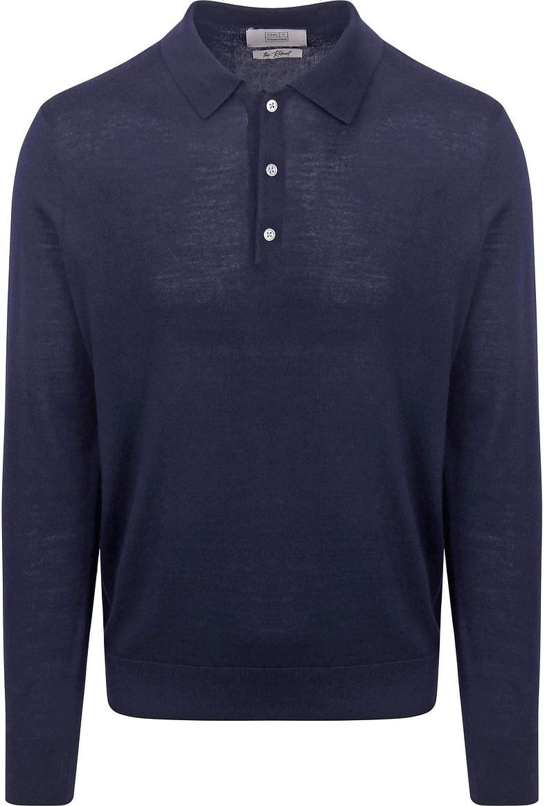 King Essentials The Robert Long Sleeve Poloshirt Merino Navy - Größe M von KING Essentials