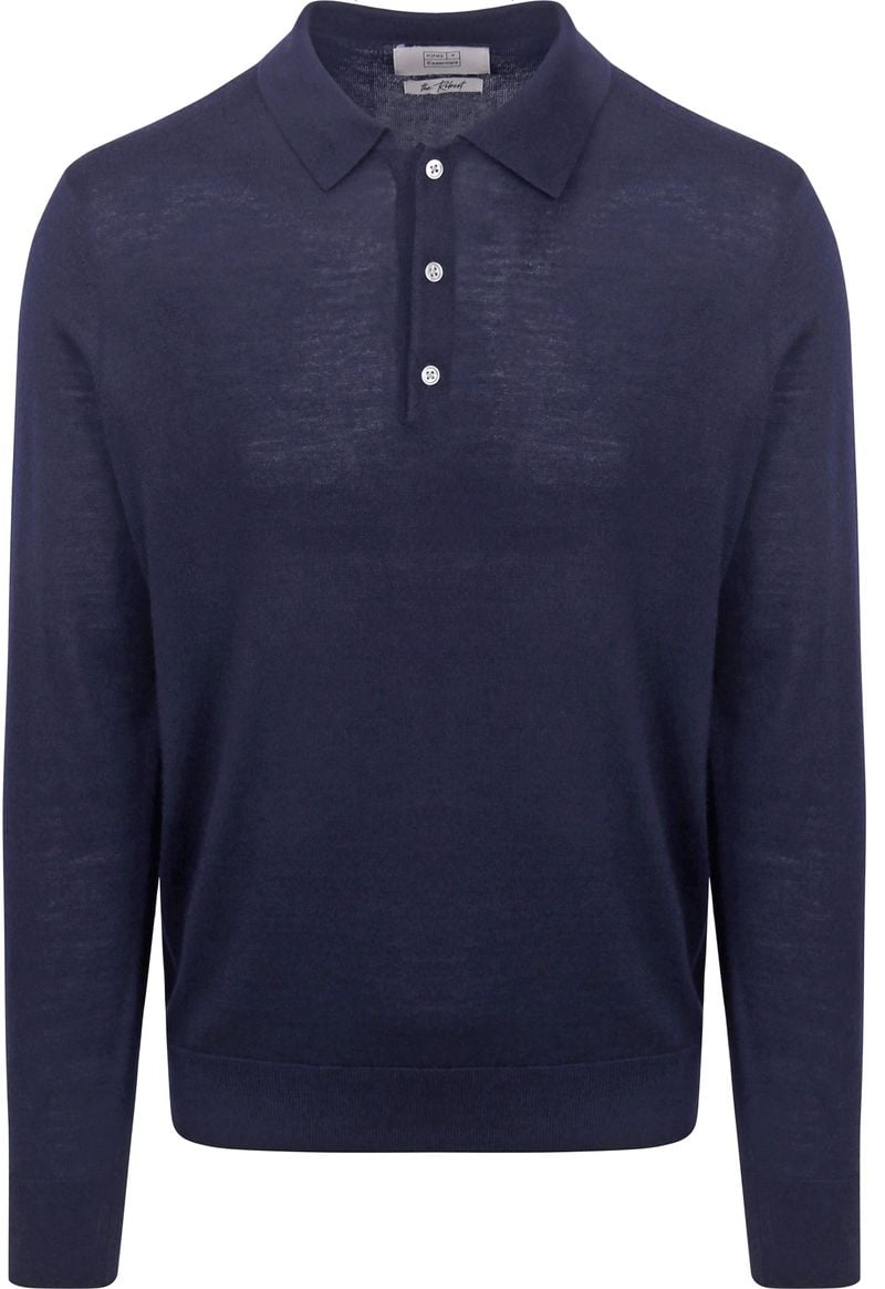 King Essentials The Robert Long Sleeve Poloshirt Merino Navy - Größe S von KING Essentials