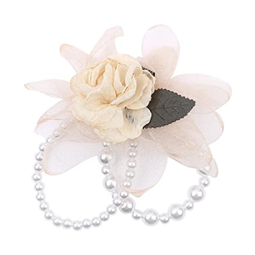 KING TREMELLA Camillia-Mädchen Haargummis mit Perlen Haargummi Geschenk für Mädchen Damen Getrocknete Rosenperlen Pferdeschwanzhalter Rosenkopfbedeckung von KING TREMELLA