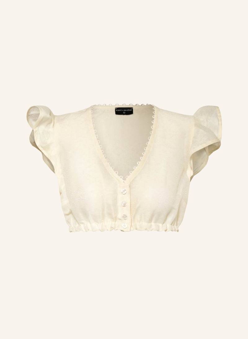 Kinga Mathe Dirndlbluse Kiki Mit Leinen Und Volants weiss von KINGA MATHE