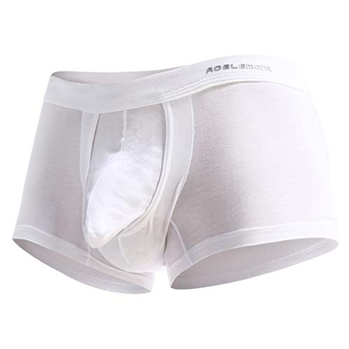 KINGC Men's Sport Performance Dual Pouch Boxer Briefs Soft and Breathable Separated Pouch Trunks Underwear Trunks Boxershorts Gr. M (White, L) von KINGC