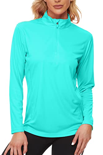 KINGFEN Damen UPF 50+ UV Shirt Damen Langarm Funktionsshirt Atmungsaktiv UV Schutz Sportshirt Sonnenschutz Schnelltrocknend Sommer T-Shirt für Sport Surfen Running Wandern Blau L von KINGFEN