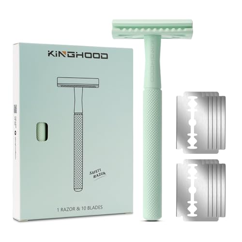 KINGHOOD Sicherheitsrasierer - Metall-Rasierer mit 10 Doppelklingen für eine Gründliche und Glatte Rasur von KINGHOOD