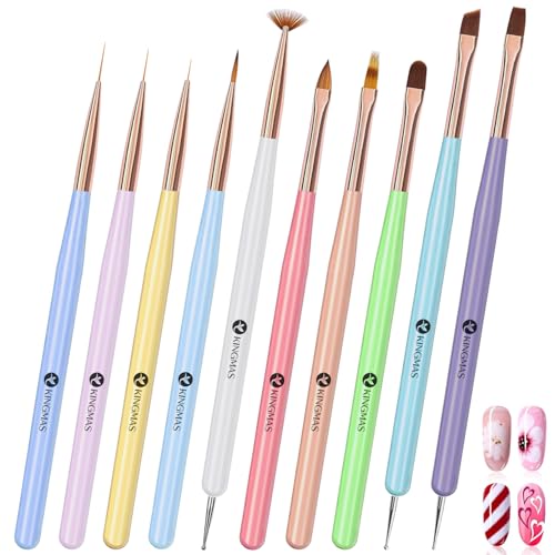 KINGMAS 10 Stück Nail-Art-Pinsel, Nagel-Gel-Nagellack-Malpinsel, Zeichenstift, Nagel-Liner-Pinsel und Nagel-Dotting-Stift für Gel-Nagellack, DIY, Maniküre, Salon zu Hause KINGMAS 10 Stück Nail-Art-Pinsel, Nagel-Gel-Nagellack-Malpinsel, Zeichenstift, Nagel-Liner-Pinsel und Nagel-Dotting-Stift für Gel-Nagellack, DIY, Maniküre, Salon zu Hause von KINGMAS