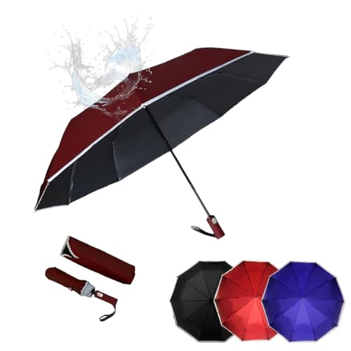Kingmate Sturmfester Regenschirm mit Automatik–Tragbarer Taschenschirm, 10 Rippen, 104 cm, Leicht und Wasserabweisend, Ideal für Damen und Herren, Faltbar und Kompakt für Reisen-Rot Kingmate Sturmfester Regenschirm mit Automatik–Tragbarer Taschenschirm, 10 Rippen, 104 cm, Leicht und Wasserabweisend, Ideal für Damen und Herren, Faltbar und Kompakt für Reisen-Rot von Kingmate