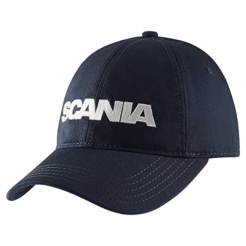 Offizielle Scania Word weiße Stickerei vorne Logo Truck-Baseballkappe Mütze Einheitsgröße Herren New Classic, navy, 1-2 von KINGOF