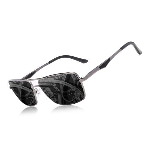 KINGSEVEN 2023 Marke Klassische quadratische polarisierte Sonnenbrille Herren Driving Männliche Sonnenbrille Brille UV-Blockierung Oculos N7906 (Pistole Grau) von KINGSEVEN