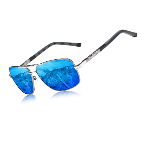 KINGSEVEN 2023 Marke Männer Aluminium Sonnenbrille HD Polarized UV400 Spiegel Männer Sonnenbrille Frauen für Männer Oculos de sol N724 (Pistole Blau) von KINGSEVEN