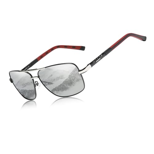 KINGSEVEN 2023 Marke Männer Aluminium Sonnenbrille HD Polarized UV400 Spiegel Männer Sonnenbrille Frauen für Männer Oculos de sol N724 (Silber) von KINGSEVEN