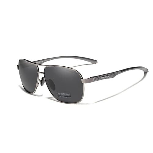 KINGSEVEN 2023 Marke Männer Aluminium Sonnenbrille Polarisierte UV400 Spiegel Männliche Sonnenbrille Frauen für Männer Oculos de sol (Gun Ash) von KINGSEVEN