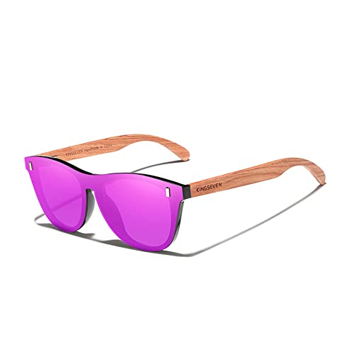 KINGSEVEN Bubinga Polarisierte Sonnenbrille Retro Vintage Stilvolles Design für Herren Damen, Verspiegelte Gläser B5510 (Violett) von KINGSEVEN