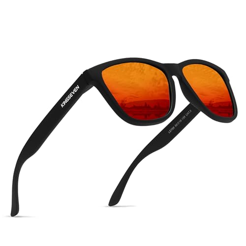 KINGSEVEN Classic Polarized Sunglasses for Women Men Driving Fishing Sun Glasses UV Protection LC759-A1 (Black red) von KINGSEVEN