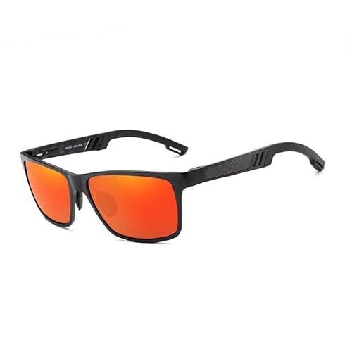 KINGSEVEN Männer Polarisierte Sonnenbrille Aluminium Magnesium Sonnenbrille Fahren Gläser Rechteck Shades Für Männer Oculos masculino Männlich (Schwarz Rot) von KINGSEVEN