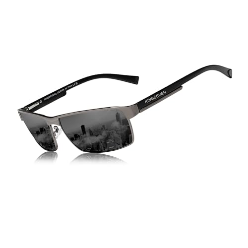 KINGSEVEN Mode Photochrome Sonnenbrille Männer Frauen Polarisierte Piloten-Sonnenbrille Quadratische Blendschutz-Fahrbrille UV400 (Pistole Grau) von KINGSEVEN