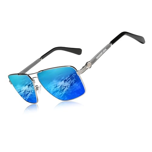 KINGSEVEN Sonnenbrillen Polarisierte Beschichtung Linse 2023 Auto Reset Framework Fahrbrillen für Männer/Frauen Oculos (Pistole Blau) von KINGSEVEN