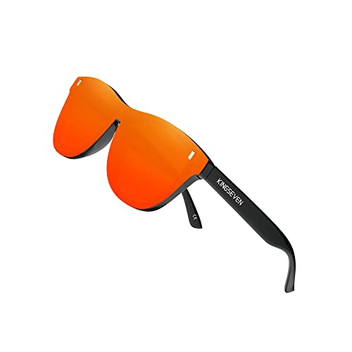 KINGSEVEN Polarisierte Sonnenbrille Männer Frauen Retro Outdoor Sport Golf Radfahren Angeln Wandern Verspiegelte Vollformatbrille 756 (Orange) von KINGSEVEN