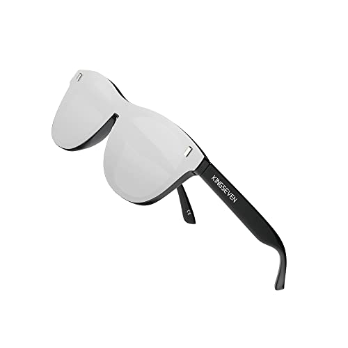 KINGSEVEN Polarisierte Sonnenbrille Männer Frauen Retro Outdoor Sport Golf Radfahren Angeln Wandern Verspiegelte Vollformatbrille 756 (Silber) von KINGSEVEN