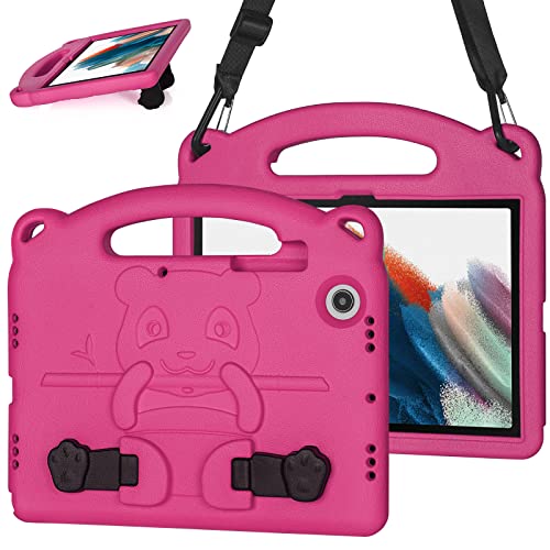 KINGSKEEN Hülle für Samsung Galaxy Tab A8 Hülle 10,5 Zoll 2022 (SM-X200/X205/X207), Robuste Stoßfeste Galaxy Tab A8 10.5 Hülle für Kinder, Galaxy Tab A8 Hülle mit Schultergurt (Rosa) von KINGSKEEN