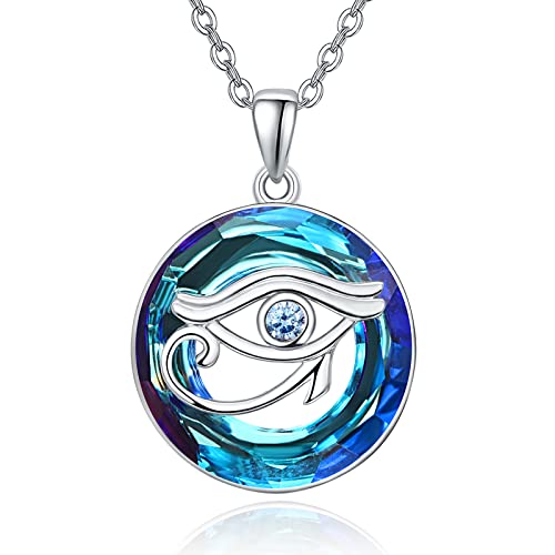 KINGWHYTE Auge des Horus Kette für Damen, 925 Sterling Silber Kristall Böser Auge Anhänger Ägyptische Halskette Horusauge Amulett Schutz Schmuck Geschenke für Damen KINGWHYTE Auge des Horus Kette für Damen, 925 Sterling Silber Kristall Böser Auge Anhänger Ägyptische Halskette Horusauge Amulett Schutz Schmuck Geschenke für Damen von KINGWHYTE