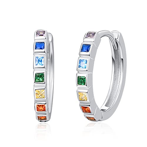 Chakra Hoop Ohrringe 925 Sterling Sliver 7 Heilkristalle Schmuckgeschenke für Frauen von KINGWHYTE