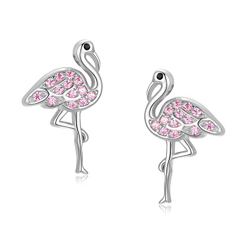 Flamingo Ohrringe 925 Sterling Silber Tier Ohrringe Pink Cute Animal Flamingo Geschenke für Mädchen von KINGWHYTE