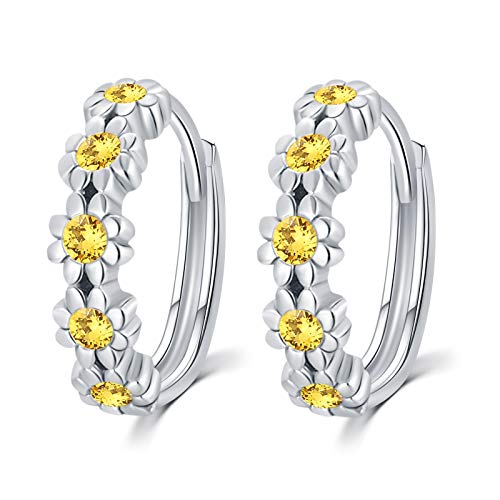 Gänseblümchen Creolen 925 Sterling Silber Gänseblümchen Ohrringe Gänseblümchen Schmuck Geburtstagsgeschenk für Frauen Mädchen von KINGWHYTE