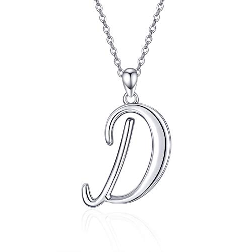 Initiale Halskette 925 Sterling Silber 26 Buchstaben Alphabet Anhänger Halskette Personalisierte Geschenke für Frauen Mädchen - 45,7 cm + 5,1 cm Silberkette von KINGWHYTE