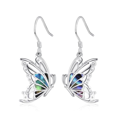 KINGWHYTE 925 Sterling Silber Schmetterling Ohrringe Abalone Schmetterlingsflügel Ohrringe Schmetterling Schmuck Geburtstag Weihnachten Geschenke für Frauen Damen Mädchen Teen von KINGWHYTE