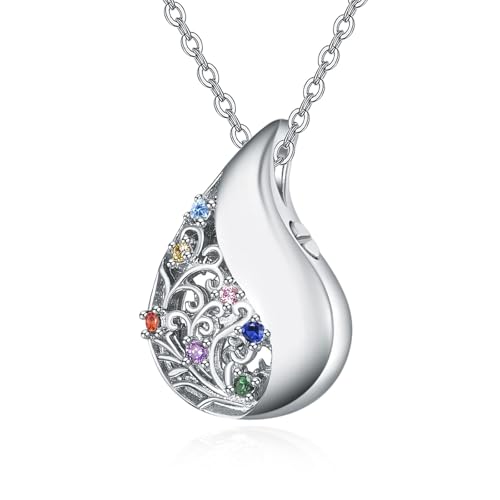 KINGWHYTE Asche Halskette 925 Sterling Silber Baum des Lebens Urne Halskette für Asche Memorial Kremation für Asche Keepsake Schmuck mit Trichter Füllung von KINGWHYTE