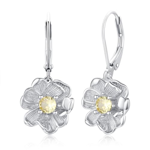 KINGWHYTE Blume Ohrringe 925 Sterling Silber Floral Dangle Ohrringe für Frauen Blüten Tropfen Ohrringe Schmuck Geschenke für Frauen Mädchen Damen von KINGWHYTE