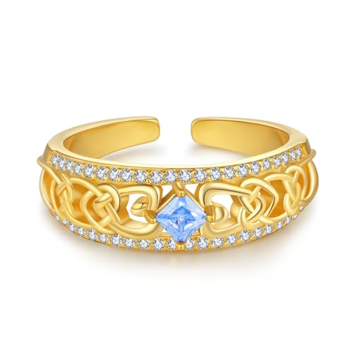 KINGWHYTE Geburtsstein Ringe 925 Sterling Silber Keltische Gold Ringe für Frauen Keltischer Schmuck Frauen Geburtstag Geschenke (Dezember) von KINGWHYTE