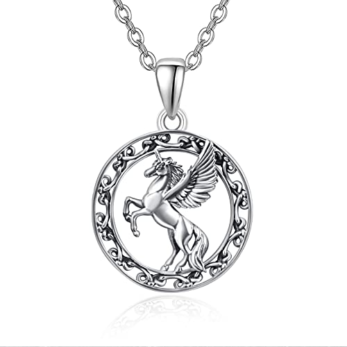 KINGWHYTE Einhorn Kette S925 Sterling Silber Einhorn Anhänger Halskette für Mädchen Einhornschmuck Geschenk für Mädchen Frauen Tochter von KINGWHYTE