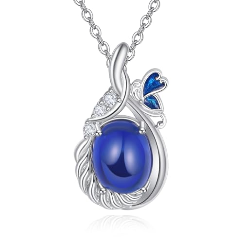 KINGWHYTE Farbe wechselnde Halskette für Frauen Mädchen 925 Sterling Silber Schmetterling Anhänger Halskette Farbe ändern durch Temperatur Stimmung Anhänger Halskette Schmuck Geschenke von KINGWHYTE