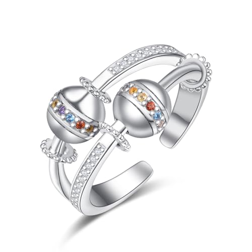 KINGWHYTE Fidget Ringe für Ängstliche Frauen 925 Sterling Silber Angst Sorge Ring Stimmung Finger Ring Schmuck Angst Geschenke für Frauen Mädchen von KINGWHYTE